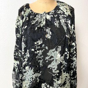 NWOT Diane von Furstenberg DVF Long Sleeve Floral Pattern Blouse Top size Large
